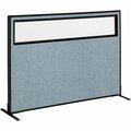 Interion By Global Industrial Interion Freestanding Office Partition Panel with Partial Window, 60-1/4inW x 42inH, Blue 694756WFBL